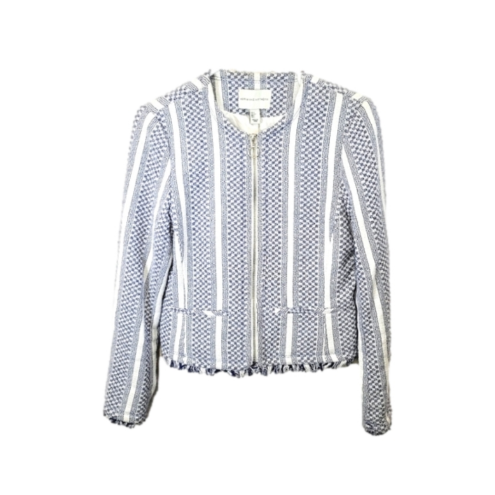 Adrienne Vittadini stripe fringe blazer
